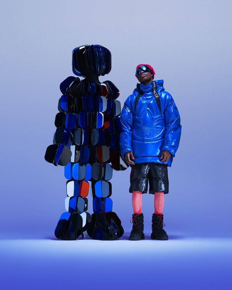 Mixed-media explorer sculptures and styled looks from Moncler x Adidas Originals campaign photographed by Hanna Moon